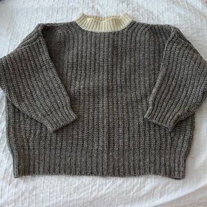 Babaa Oversized Jumper no 19 in Dark Mist/Natural Contrast